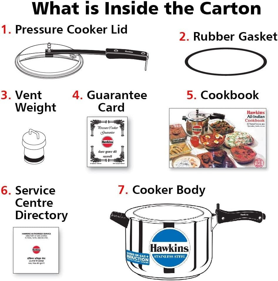 Hawkins Stainless Steel Induction Compatible Pressure Cooker, 8 Litre Capacity,